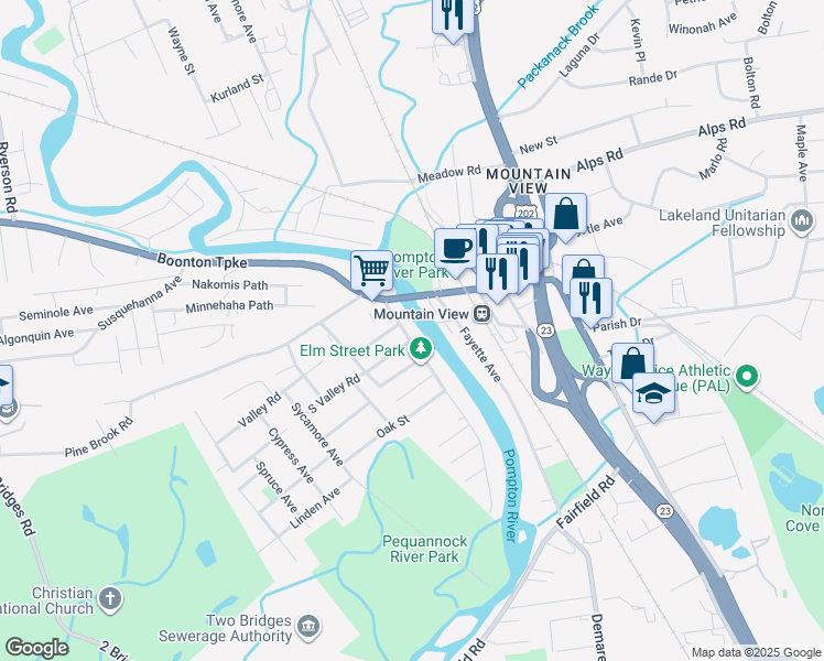 map of restaurants, bars, coffee shops, grocery stores, and more near 11 Riveredge Road in Lincoln Park