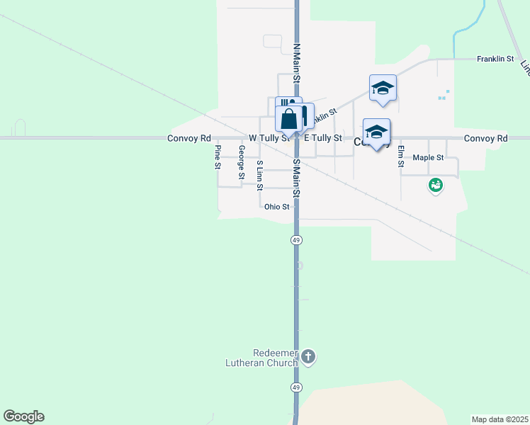 map of restaurants, bars, coffee shops, grocery stores, and more near 418 South Linn Street in Convoy