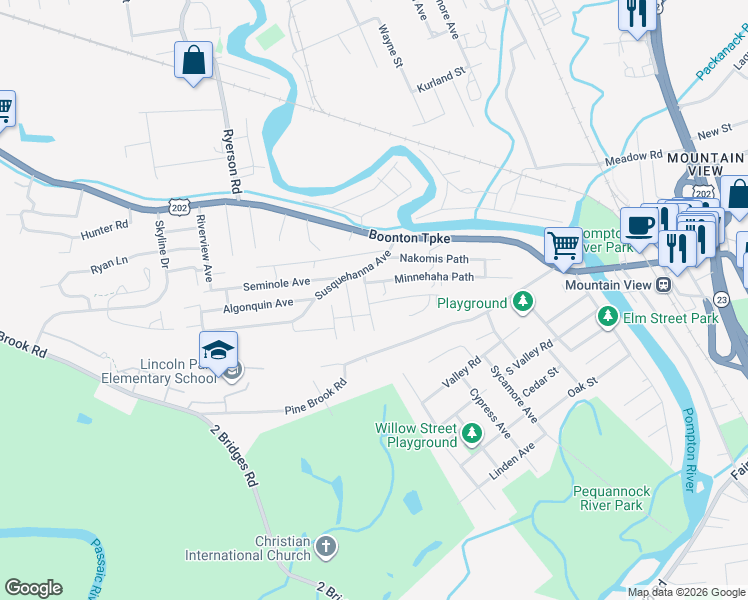 map of restaurants, bars, coffee shops, grocery stores, and more near 5 Cayuga Path in Lincoln Park
