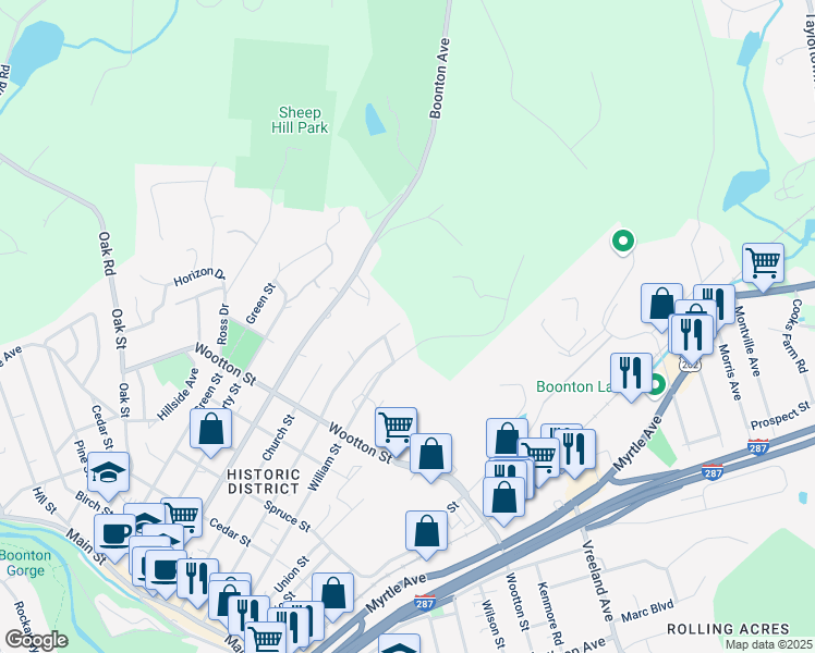 map of restaurants, bars, coffee shops, grocery stores, and more near 737 Cornelia Street in Boonton