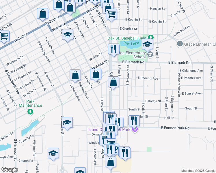 map of restaurants, bars, coffee shops, grocery stores, and more near 900-974 Nebraska 2 Business in Grand Island