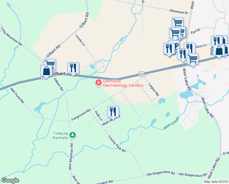 map of restaurants, bars, coffee shops, grocery stores, and more near 585 Fairground Road in Gilbert