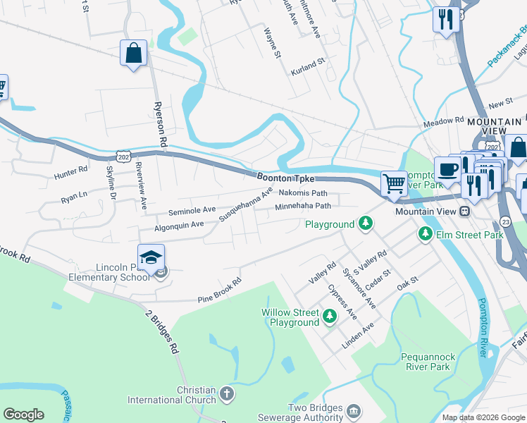 map of restaurants, bars, coffee shops, grocery stores, and more near 5 Cayuga Path in Lincoln Park