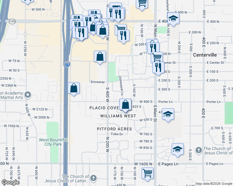 map of restaurants, bars, coffee shops, grocery stores, and more near 330 Paradiso Lane in Centerville