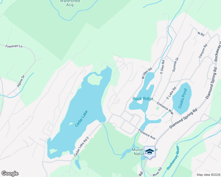 map of restaurants, bars, coffee shops, grocery stores, and more near 187 Cedar Lake East in Denville