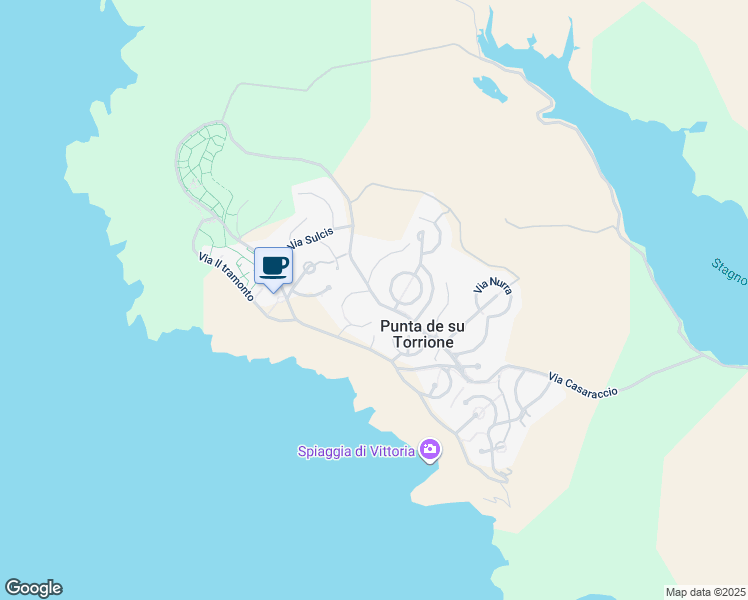 map of restaurants, bars, coffee shops, grocery stores, and more near 5 Via Brigata Sassari - Demonios in Punta de Su Turrione