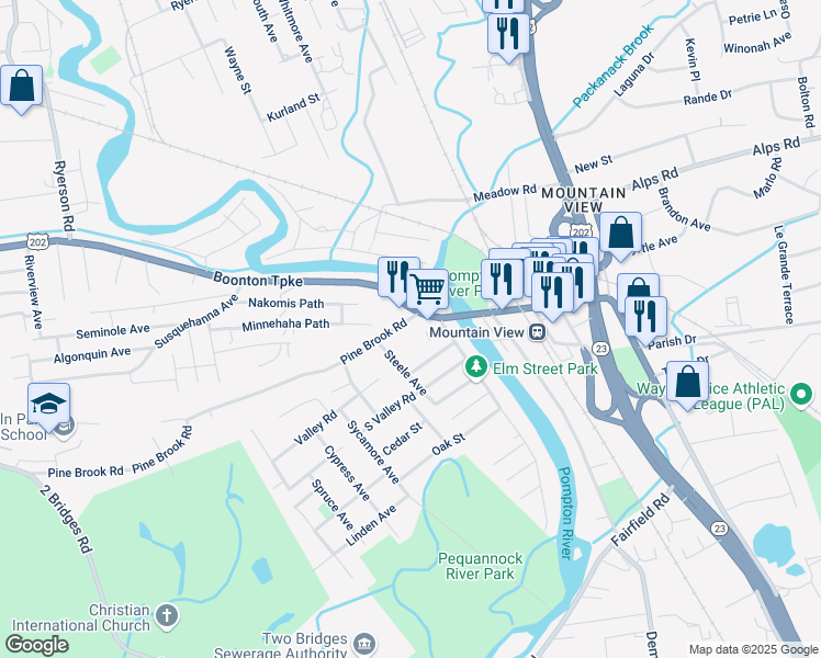 map of restaurants, bars, coffee shops, grocery stores, and more near 7 Pine Brook Road in Lincoln Park