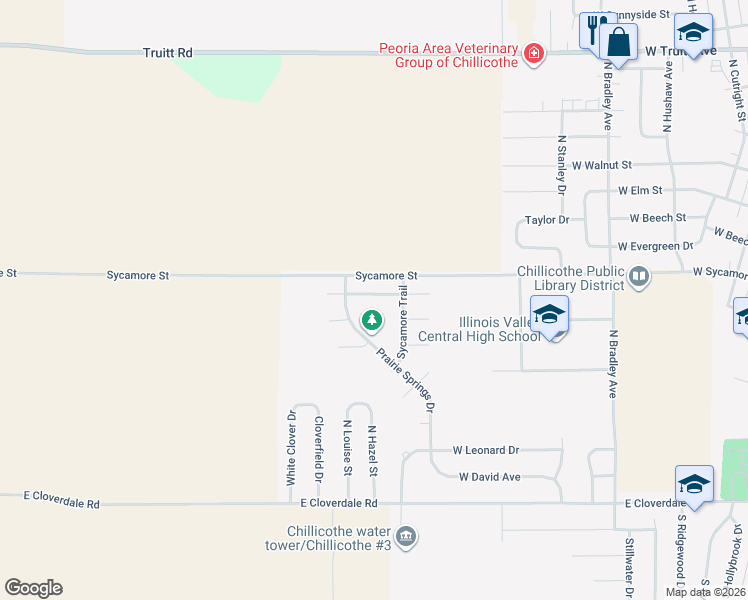 map of restaurants, bars, coffee shops, grocery stores, and more near 1706 Fieldstone Street in Chillicothe