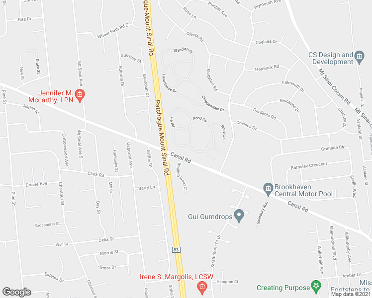 map of restaurants, bars, coffee shops, grocery stores, and more near 255 Ira Road in Mount Sinai