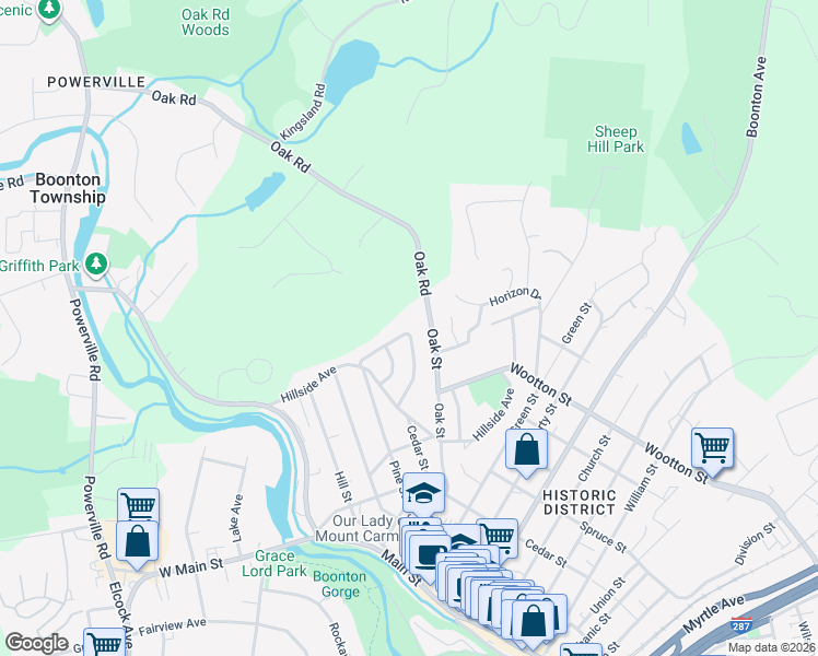 map of restaurants, bars, coffee shops, grocery stores, and more near 26 Lorraine Terrace in Boonton