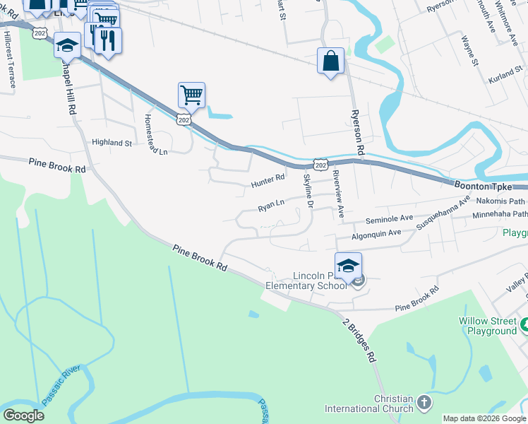 map of restaurants, bars, coffee shops, grocery stores, and more near 52 Ryan Lane in Lincoln Park