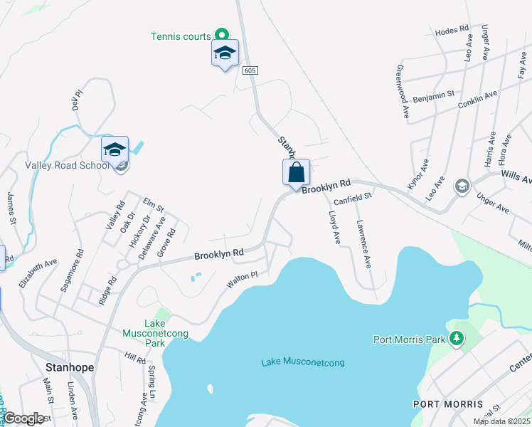 map of restaurants, bars, coffee shops, grocery stores, and more near 28 Highland Avenue in Stanhope