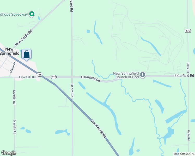 map of restaurants, bars, coffee shops, grocery stores, and more near 3012 East Garfield Road in New Springfield