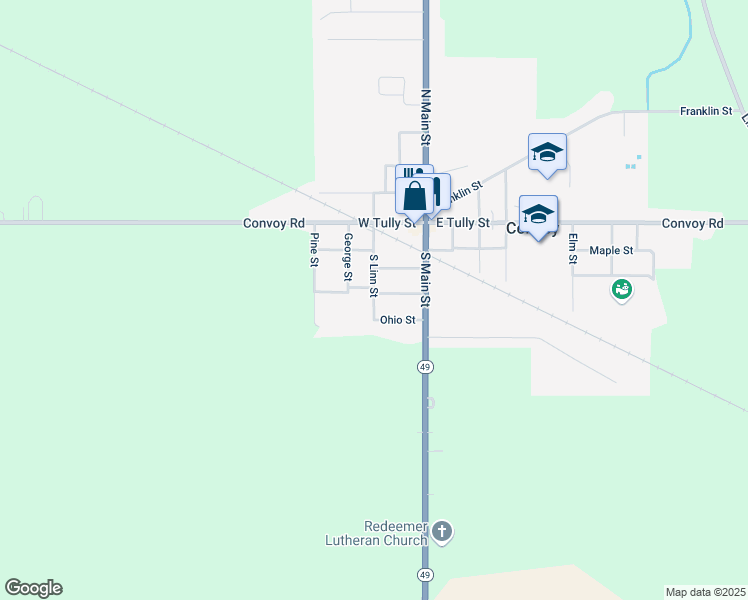 map of restaurants, bars, coffee shops, grocery stores, and more near 418 South Linn Street in Convoy