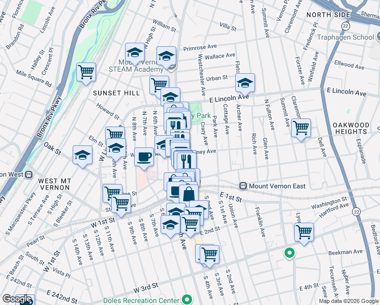map of restaurants, bars, coffee shops, grocery stores, and more near E Sidney Ave & N 3rd Ave in Fleetwood