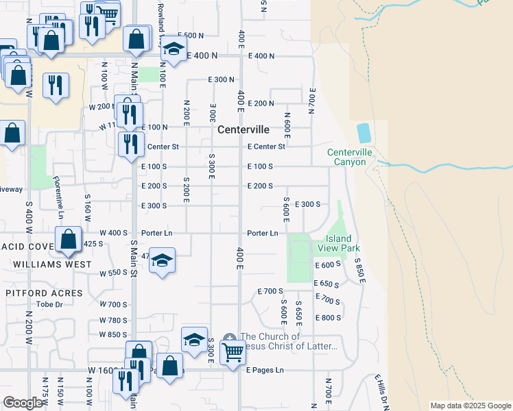 map of restaurants, bars, coffee shops, grocery stores, and more near 453 Sheridan Circle in Centerville