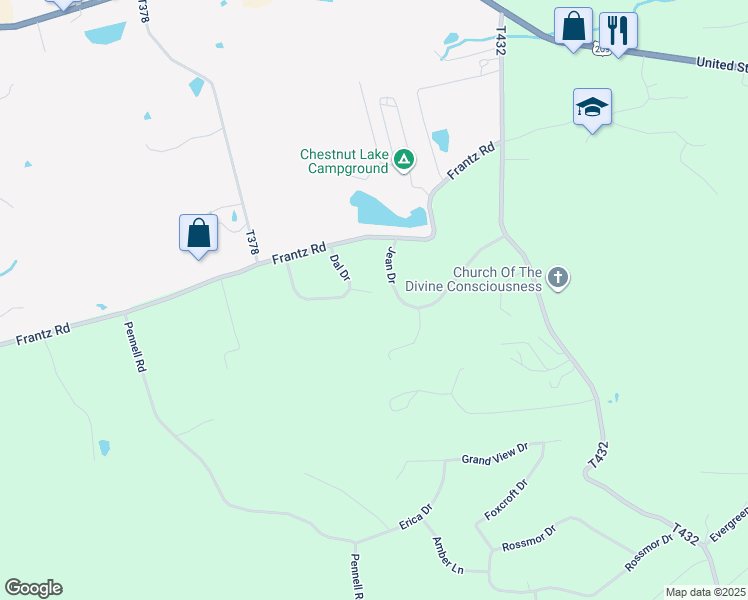 map of restaurants, bars, coffee shops, grocery stores, and more near 5144 Dal Drive in Brodheadsville