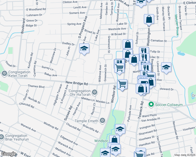 map of restaurants, bars, coffee shops, grocery stores, and more near in Bergenfield