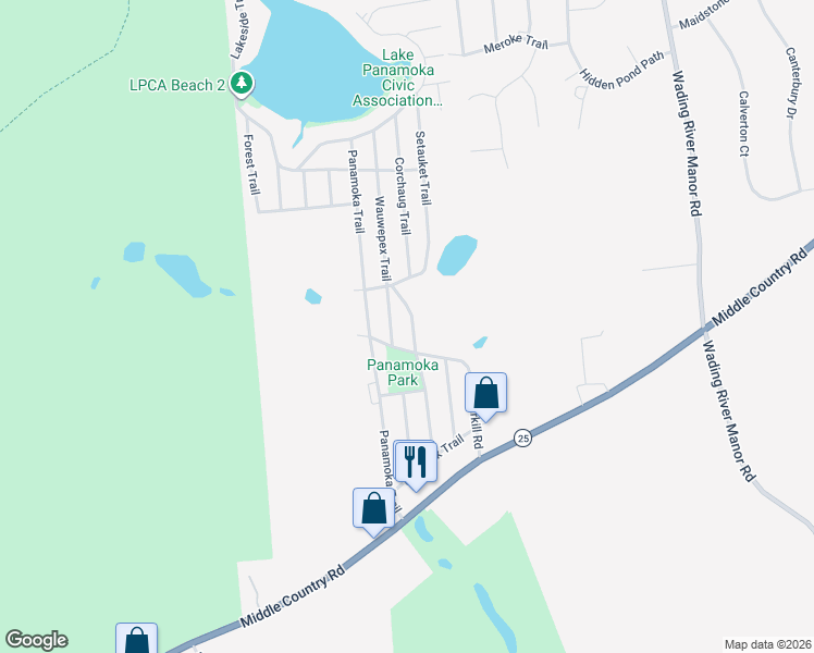 map of restaurants, bars, coffee shops, grocery stores, and more near 65 Tarkill Road in Ridge