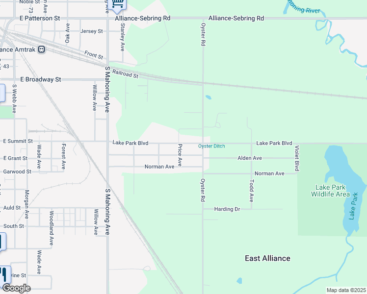 map of restaurants, bars, coffee shops, grocery stores, and more near 22471 Alden Avenue in Alliance