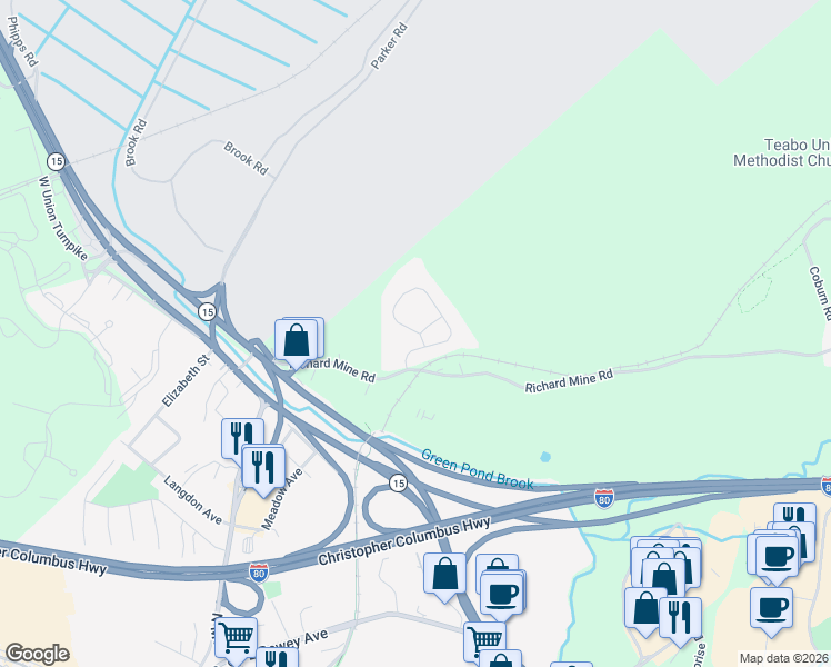 map of restaurants, bars, coffee shops, grocery stores, and more near 322 Richard Mine Road in Wharton