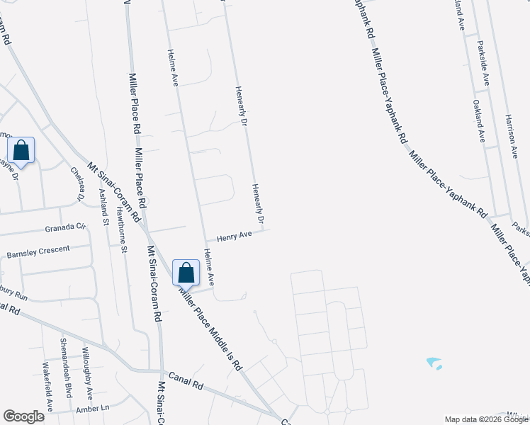 map of restaurants, bars, coffee shops, grocery stores, and more near 93 Henearly Drive in Miller Place