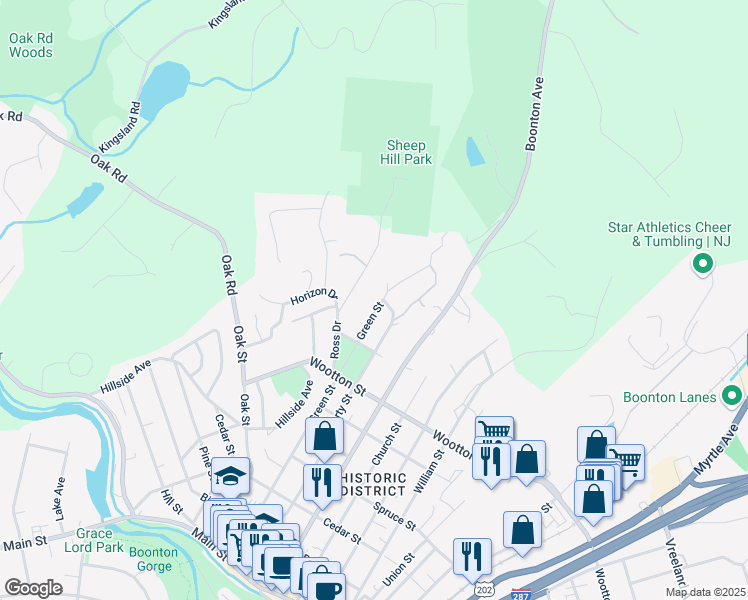 map of restaurants, bars, coffee shops, grocery stores, and more near 750 Green Street in Boonton