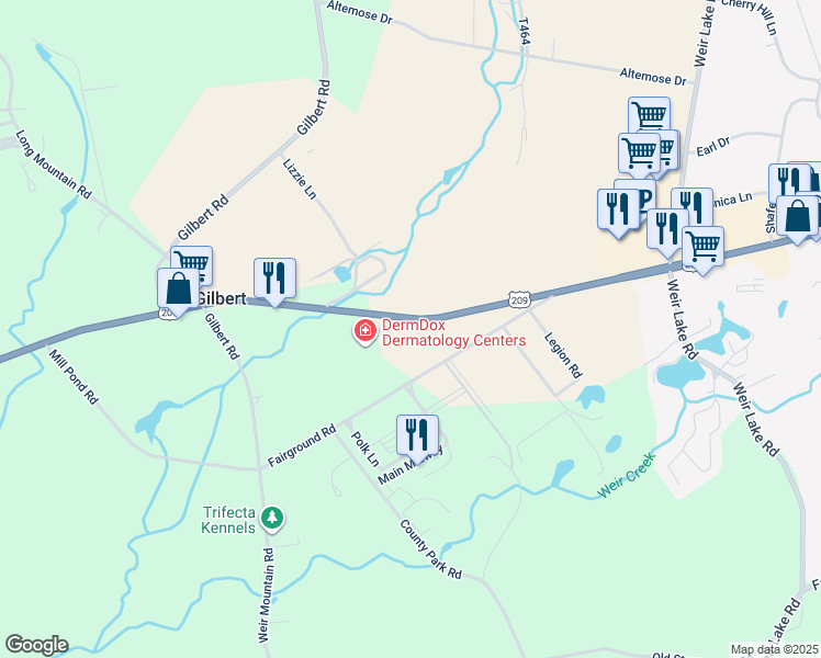 map of restaurants, bars, coffee shops, grocery stores, and more near 1328 U.S. 209 in Gilbert