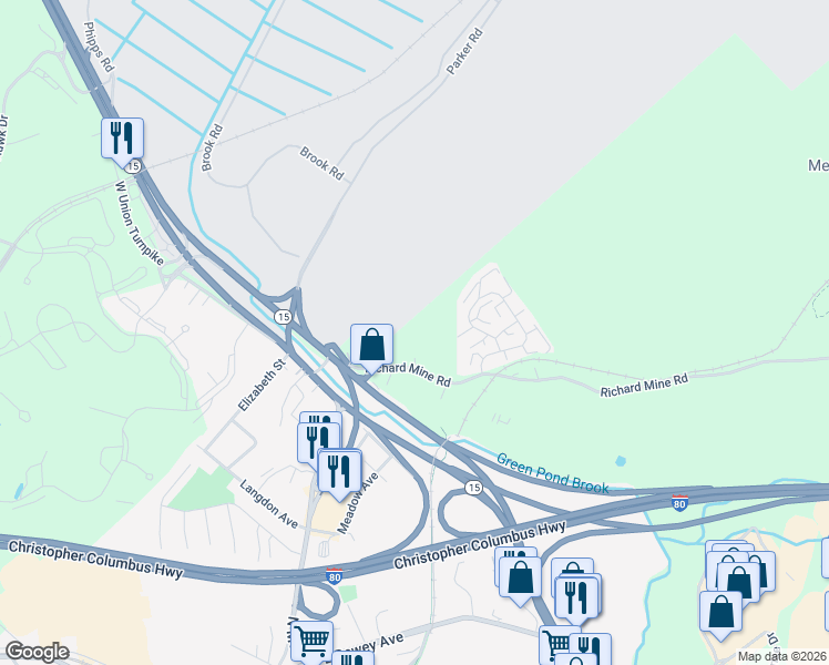 map of restaurants, bars, coffee shops, grocery stores, and more near E2 Richard Mine Road in Wharton
