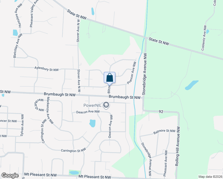 map of restaurants, bars, coffee shops, grocery stores, and more near 8728 Blitzen Road Northwest in North Canton