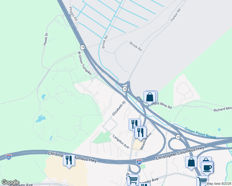 map of restaurants, bars, coffee shops, grocery stores, and more near 88 Union Turnpike in Wharton
