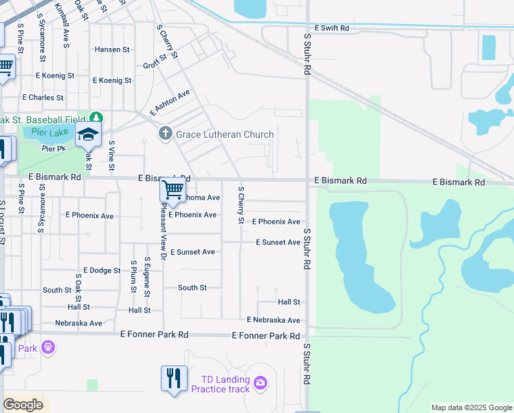 map of restaurants, bars, coffee shops, grocery stores, and more near 1012 East Oklahoma Avenue in Grand Island