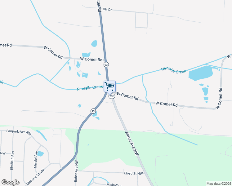 map of restaurants, bars, coffee shops, grocery stores, and more near 6999-7015 Akron Avenue Northwest in New Franklin