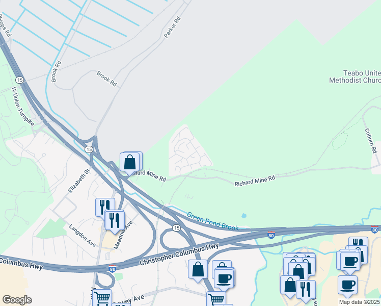 map of restaurants, bars, coffee shops, grocery stores, and more near 322 Richard Mine Road in Wharton