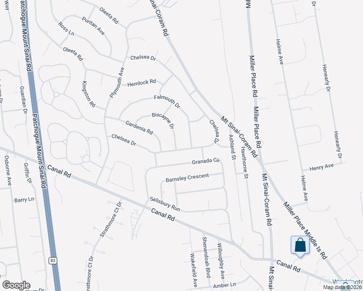 map of restaurants, bars, coffee shops, grocery stores, and more near 3 Biscayne Drive in Mount Sinai