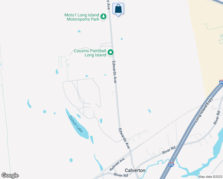 map of restaurants, bars, coffee shops, grocery stores, and more near 305 Edwards Avenue in Calverton