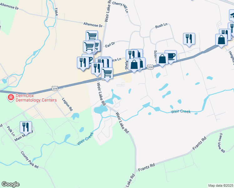 map of restaurants, bars, coffee shops, grocery stores, and more near Willow Path in Monroe County