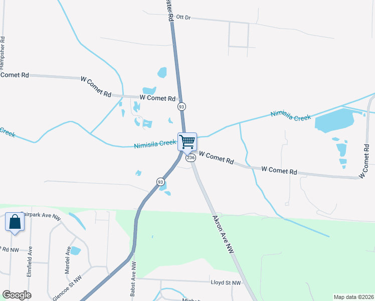 map of restaurants, bars, coffee shops, grocery stores, and more near 6999 Akron Avenue Northwest in New Franklin