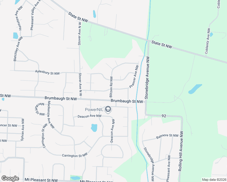 map of restaurants, bars, coffee shops, grocery stores, and more near 8728 Blitzen Road Northwest in North Canton