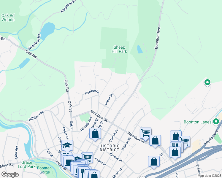 map of restaurants, bars, coffee shops, grocery stores, and more near 750 Green Street in Boonton