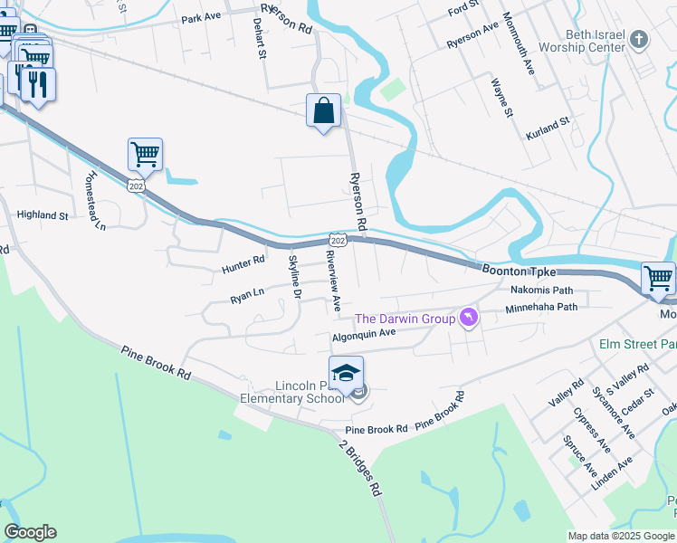 map of restaurants, bars, coffee shops, grocery stores, and more near 29 Riverview Avenue in Lincoln Park