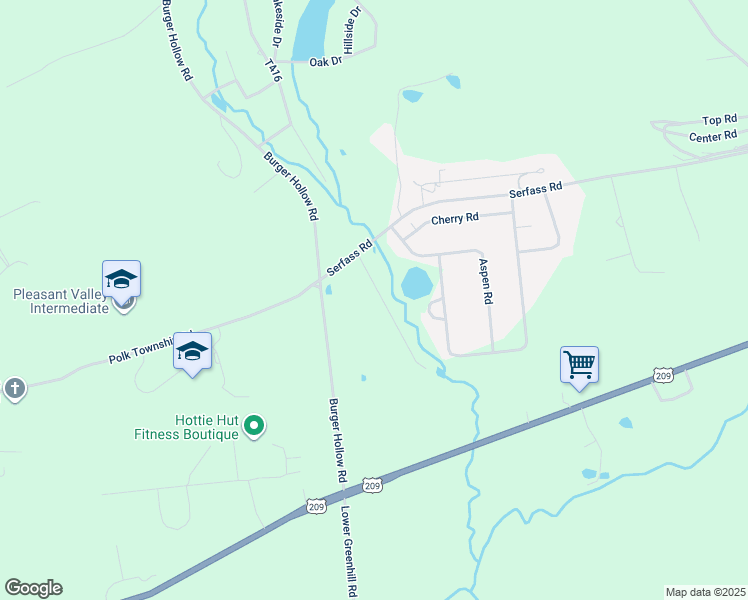 map of restaurants, bars, coffee shops, grocery stores, and more near 104 Grape Lane in Kunkletown