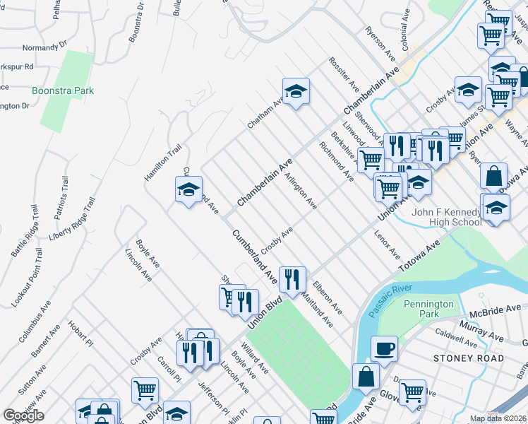 map of restaurants, bars, coffee shops, grocery stores, and more near 206 Elberon Avenue in Paterson