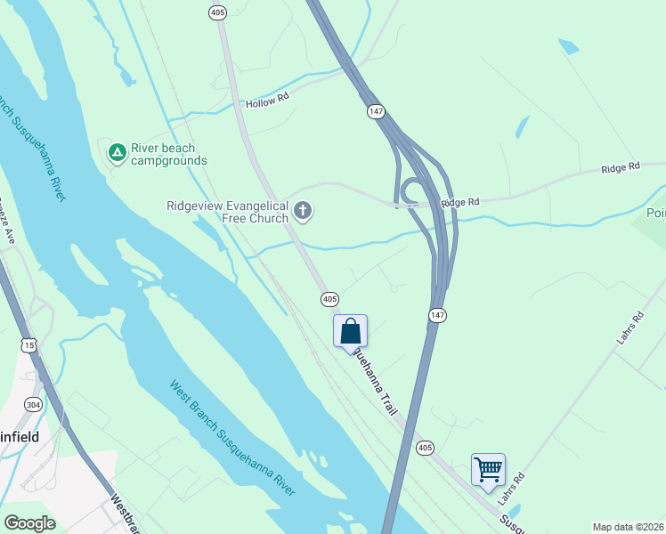 map of restaurants, bars, coffee shops, grocery stores, and more near 103 Ridge Road in Northumberland