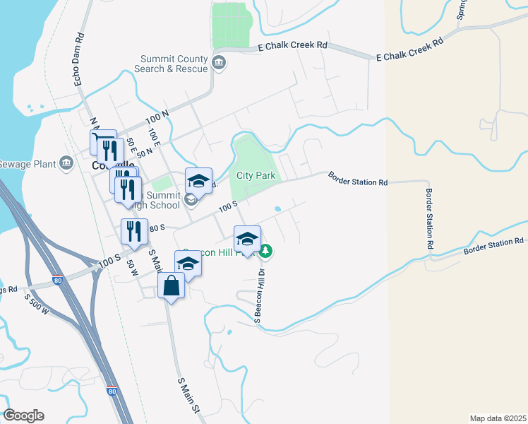 map of restaurants, bars, coffee shops, grocery stores, and more near 251 East 150 South in Coalville