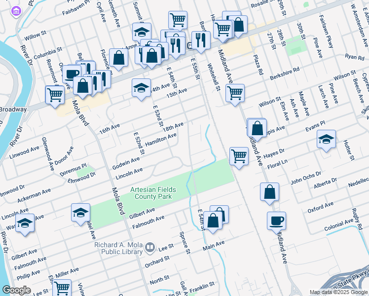 map of restaurants, bars, coffee shops, grocery stores, and more near 134 Godwin Avenue in Elmwood Park