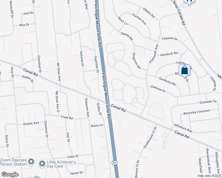 map of restaurants, bars, coffee shops, grocery stores, and more near 164 Ira Road in Mount Sinai
