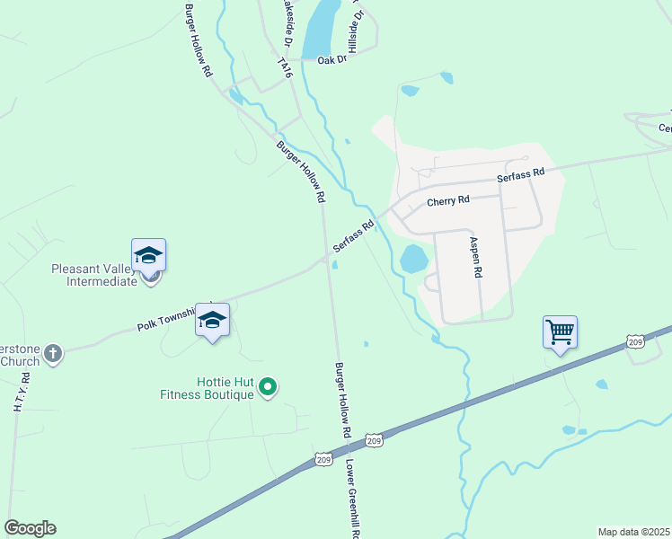 map of restaurants, bars, coffee shops, grocery stores, and more near 554 Burger Hollow Road in Kunkletown