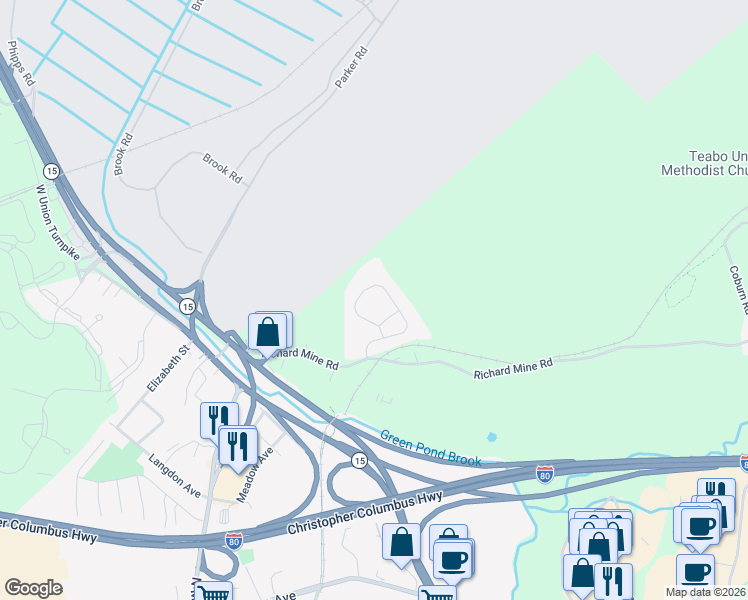 map of restaurants, bars, coffee shops, grocery stores, and more near 322 Richard Mine Road in Wharton