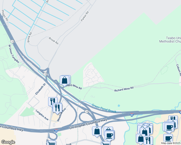 map of restaurants, bars, coffee shops, grocery stores, and more near 322 Richard Mine Road in Wharton